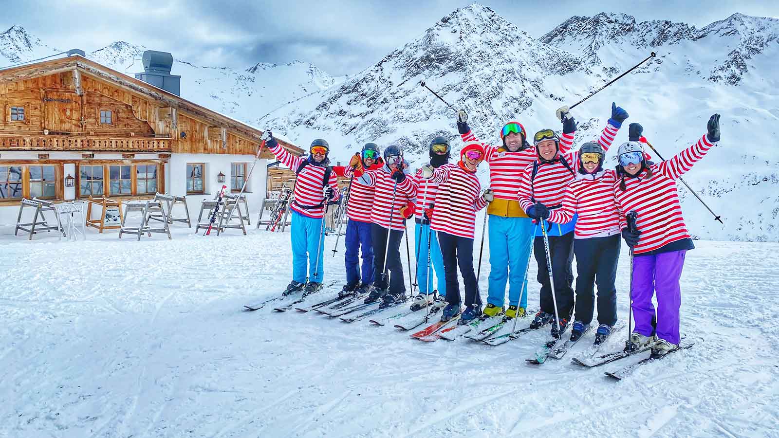 Denplan dentists in fancy dress on snowy ski slope